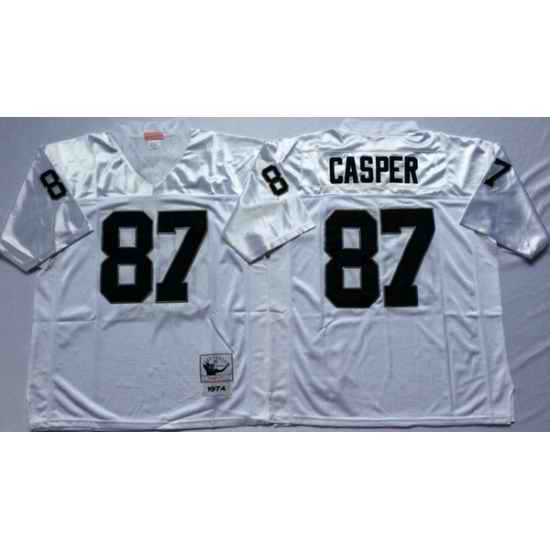 Men Las Vegas Raiders 87 Dave Casper White M&N Throwback Jersey